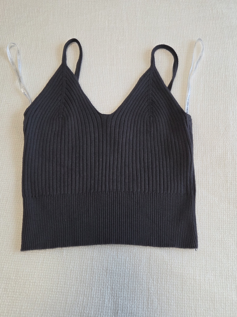 Calvin Klein Jeans Black Ribbed V-Neck Cropped Cami